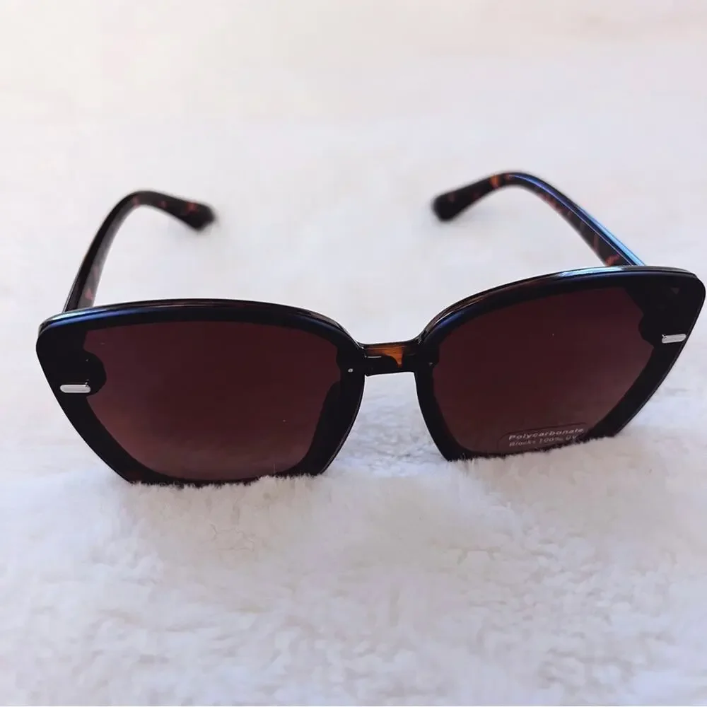 Giselle Black & Brown Oversized Cat Eye Sunglasses